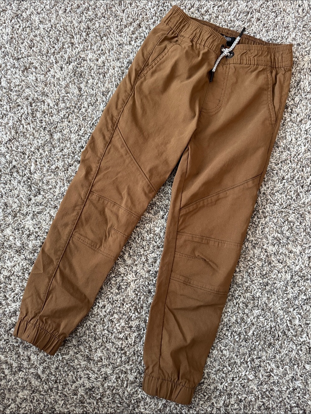 Kids Casual Brown Jogger Pants with Elastic Waist